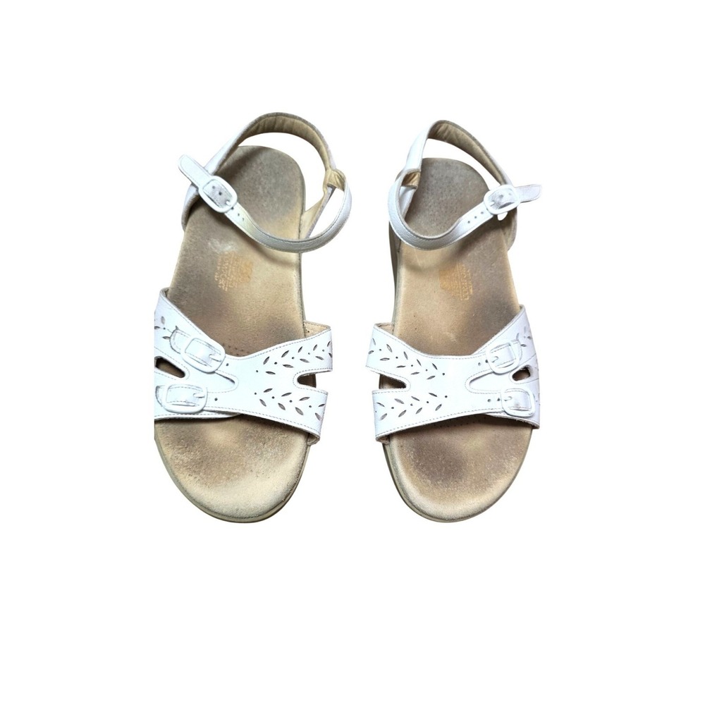 SAS Tripad White Leather Adjustable Strap Mary Jane Sandals Cushioned Size 10M